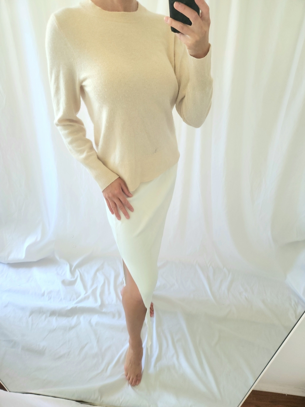 J. Crew Cashmere Cream Crewneck Sweater - Picture 1 of 9